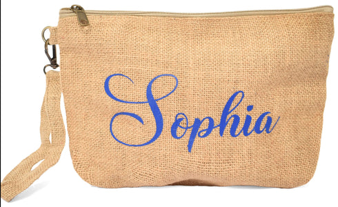 Makeup Bag Gift For Her | Burlap Clutch | Custom Cosmetic Bags | Best Friend, Wedding, Maid Of Honor Gift